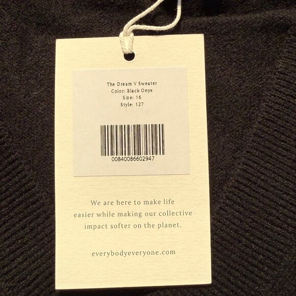 EVERYBODY & EVERYONE Cashmere/ Wool Blend V-Neck Sweater Size 16 Black - NWT - Picture 6 of 9